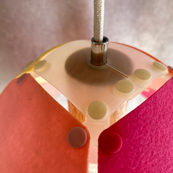 フェルト製ランプシェード　ペンダントライト　六角形　ピンク×ホワイト 8枚目の画像