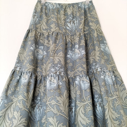 アネモネ [ウィリアムモリス]  ティアードスカート ベースカラーグレー系✿花ブルー 7枚目の画像