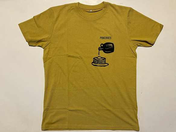 パンケーキ柄の半袖Tシャツ　男女兼用　綿100%【SS～L】 2枚目の画像