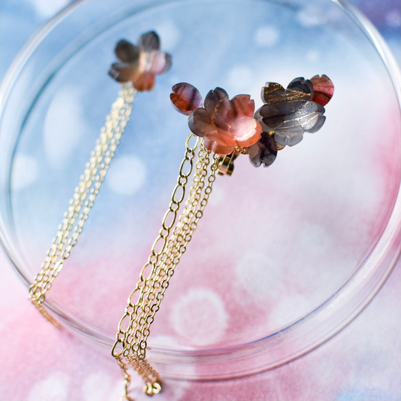 「夕桜」耳飾り　金具選択可 3枚目の画像