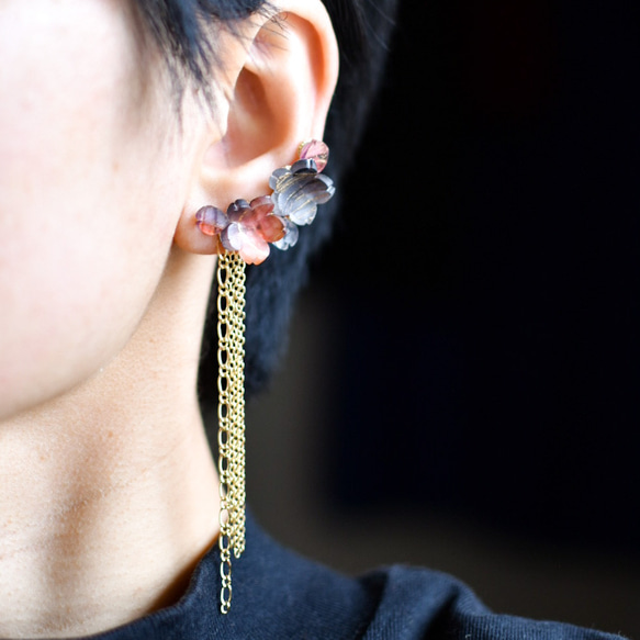 「夕桜」耳飾り　金具選択可 1枚目の画像