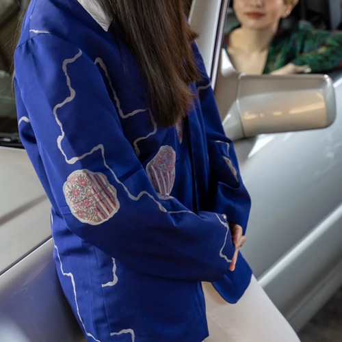 着物リメイクジャケットブラウスアンサンブル　紬 着物リメイクジャケットブラウスアンサンブル 紬