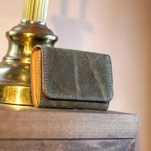 一点限り】象革を使用した名刺入れ 80枚収納 名入れ可 名刺ケース 本革