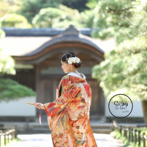 花嫁和装髪飾り モダン髪飾り 和モダン 和リボン 白無垢 色打掛 和装花嫁 髪飾り