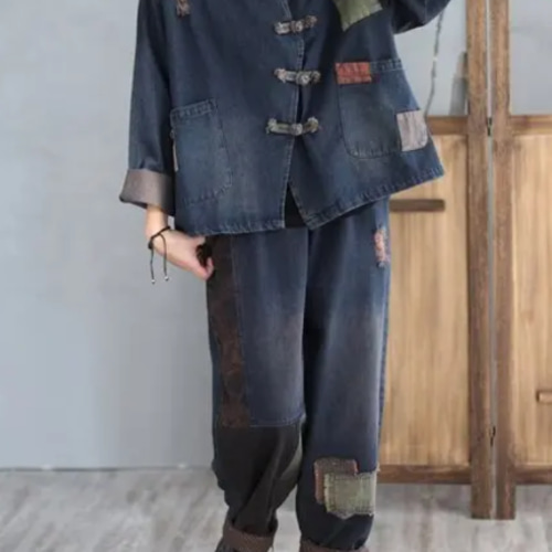 2点セットセットアップレディース(デニムジャケットデニムパンツ 2点セットセットアップレディース(デニムジャケットデニムパンツ