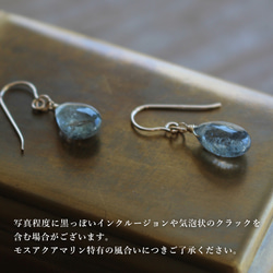 苔蘚海藍寶石 &lt;Plain&gt; 耳環 (K14GF) ✨三月生日石✨ 第4張的照片