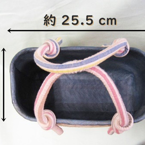 一貫張り（一閑張り）・バッグ・古文書・ユリ柄・かごバッグ かご