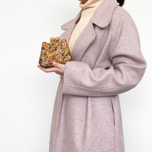 グスタフ・クリムト高級な 二つ折り財布 チューリップミニ財布