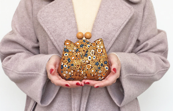 Klimt 克林姆 皮夾 錢包 對折短夾 金色花苞 口金包 迷你包 含有卡夾和零錢包 女友 老婆 媽媽 生日 禮物 第1張的照片