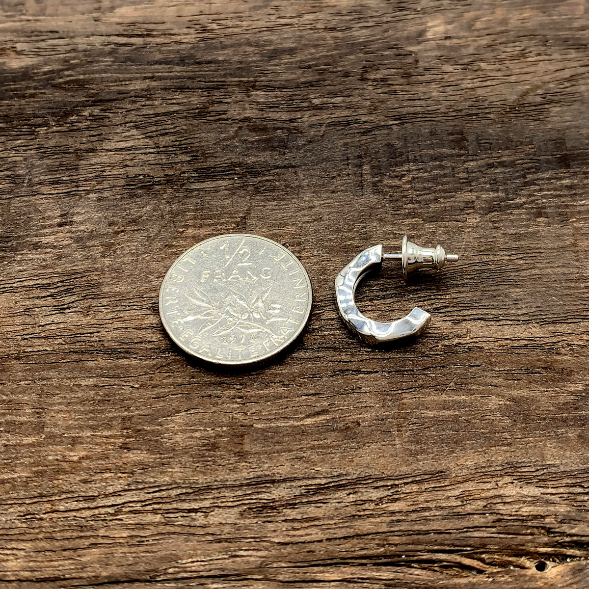 槌目ピアス フープ 片耳用 シルバー925　pe76