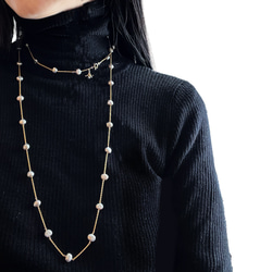 gray Pearl Rope（necklace）グレイパールをつないだロングネックレス 3枚目の画像