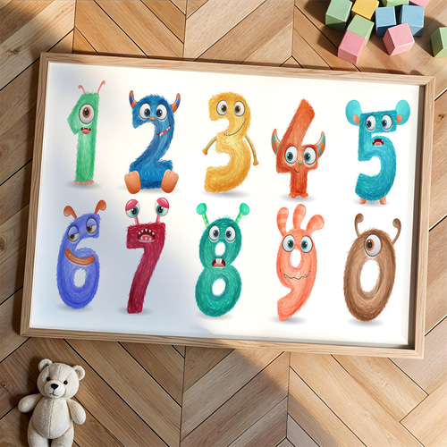 キッズポスター 数字 知育学習 可愛い カラフル 楽しい 明るい