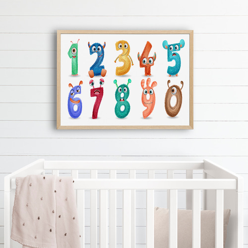 子供向けアートポスター モンスター数字 かわいい生き物 学習用