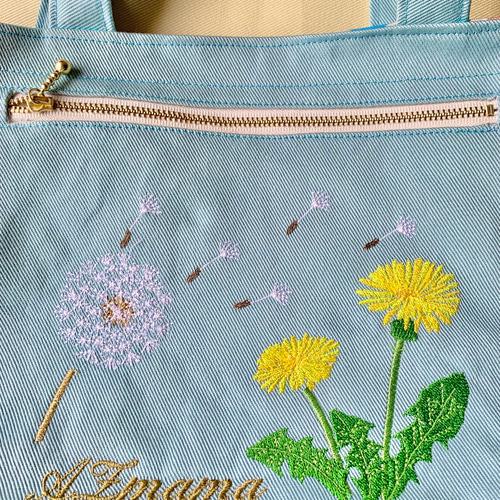 再販 たんぽぽの刺繍トートバッグ 風に吹かれて トートバッグ