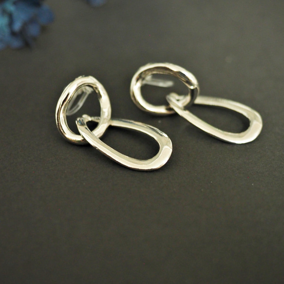 耳環，非穿孔耳環，流行，無痛，銀，雙股，圈形耳環，樹脂製成，不易脫落，Miyabi Grace 第11張的照片