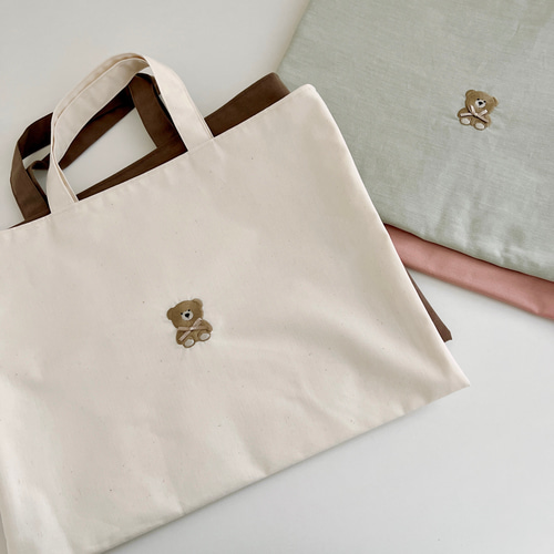 選べる刺繍】レッスンバッグ くま刺繍 名入れ スクールバッグ 選べる刺繍】レッスンバッグ くま刺繍 名入れ スクールバッグ