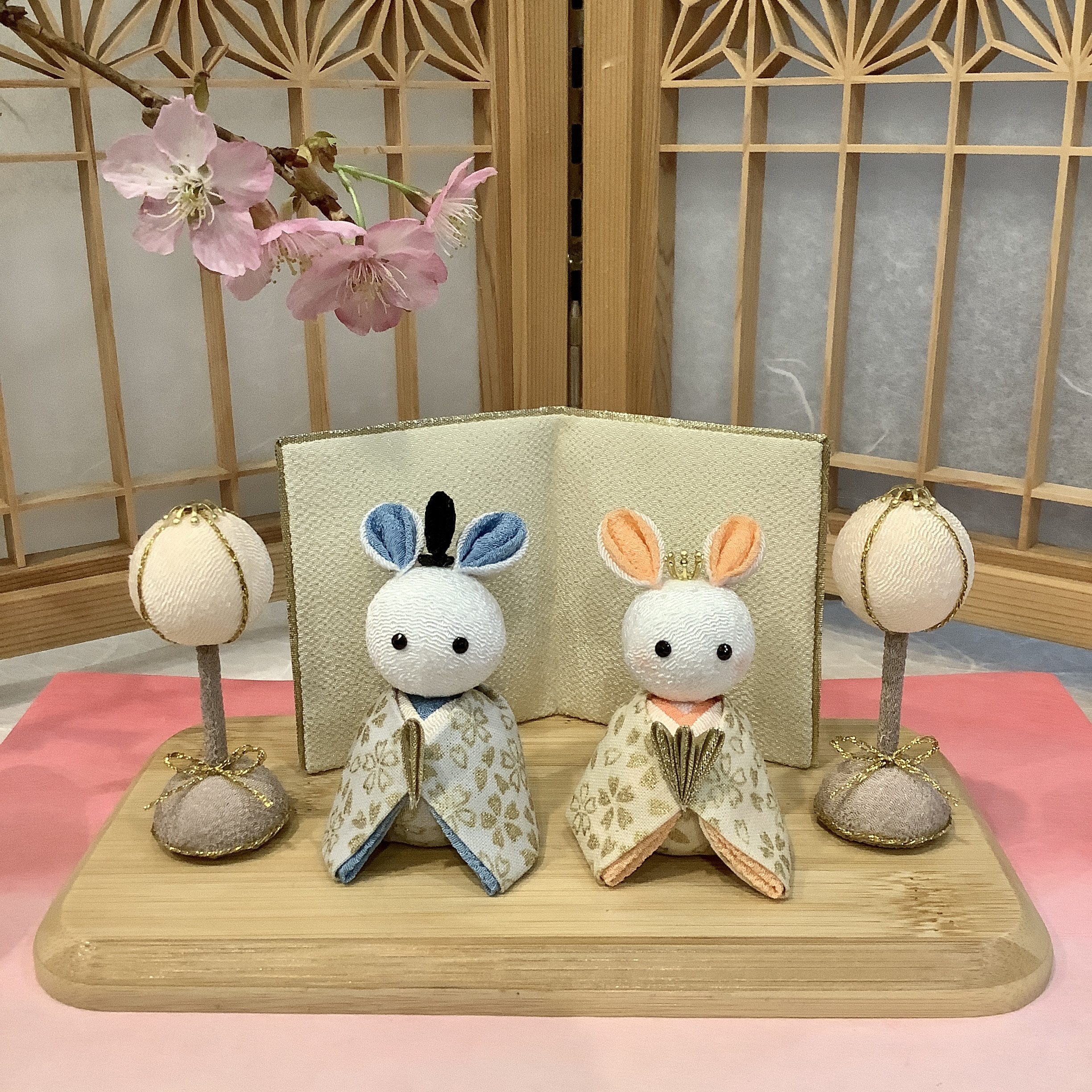 ひな祭り、桃の節句、ひな祭りおき飾り、ハンドメイド、つまみ細工飾り、初節句