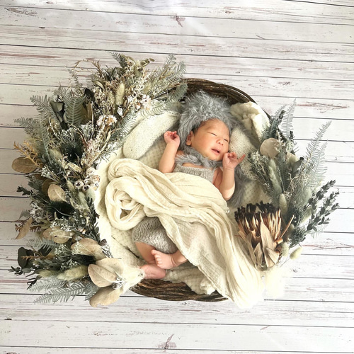 おおきなリース　ニューボーンフォトにも ニューボーンフォトレンタルセット＊お花のリース【予約販売