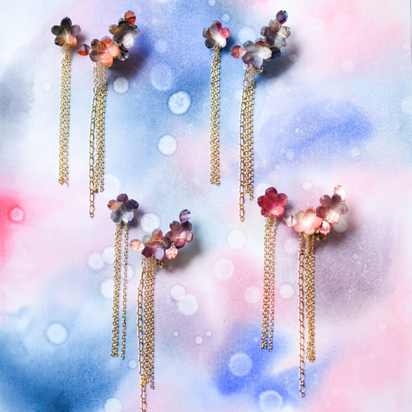 「夜桜」耳飾り　金具選択可 9枚目の画像