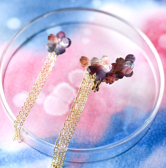 「夜桜」耳飾り　金具選択可 5枚目の画像