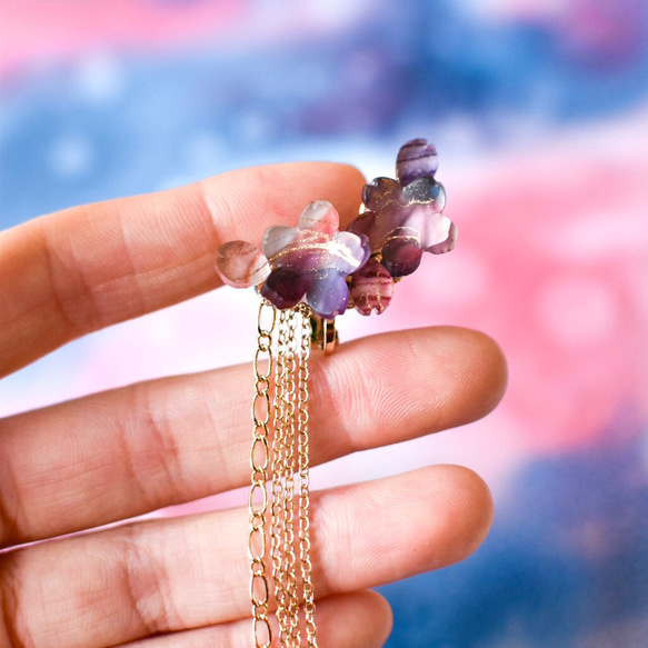 「夜桜」耳飾り　金具選択可 3枚目の画像