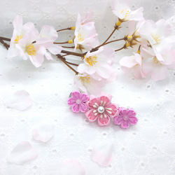 春『桜満開バレッタ』 つまみ細工 ・髪飾り ◎小さめサイズ◎ 6枚目の画像