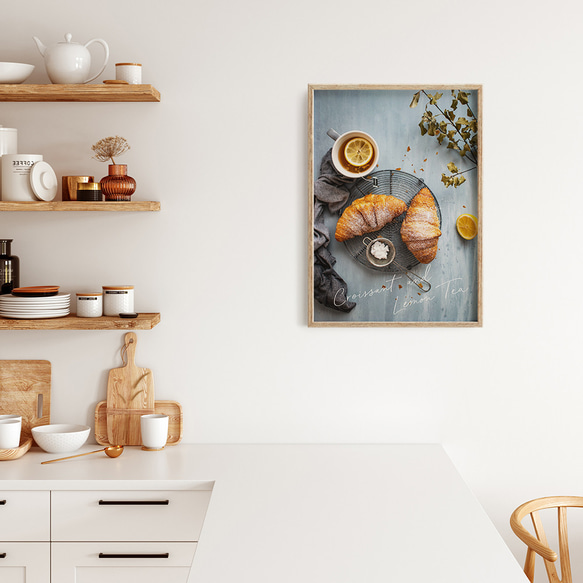 クロワッサンのフォトポスター　/ i1205 / パンケーキ、パン、紅茶など　キッチンポスター 8枚目の画像