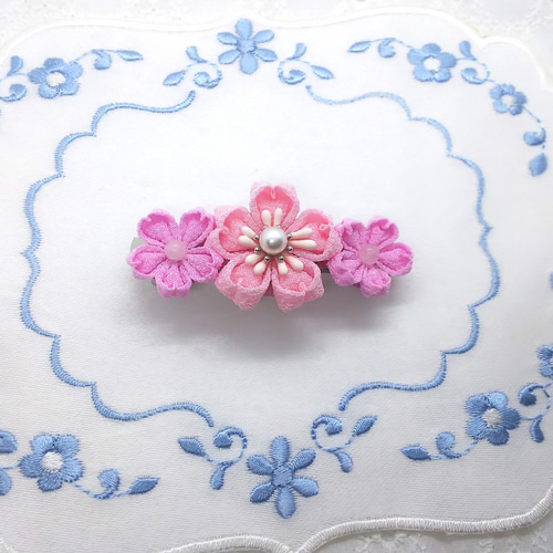 ☆親子セット☆ 春『桜満開バレッタ』 つまみ細工・髪飾り バレッタ