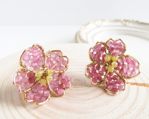 桜の花のワイヤーピアス14kgf ワイヤーアクセサリー ワイヤー