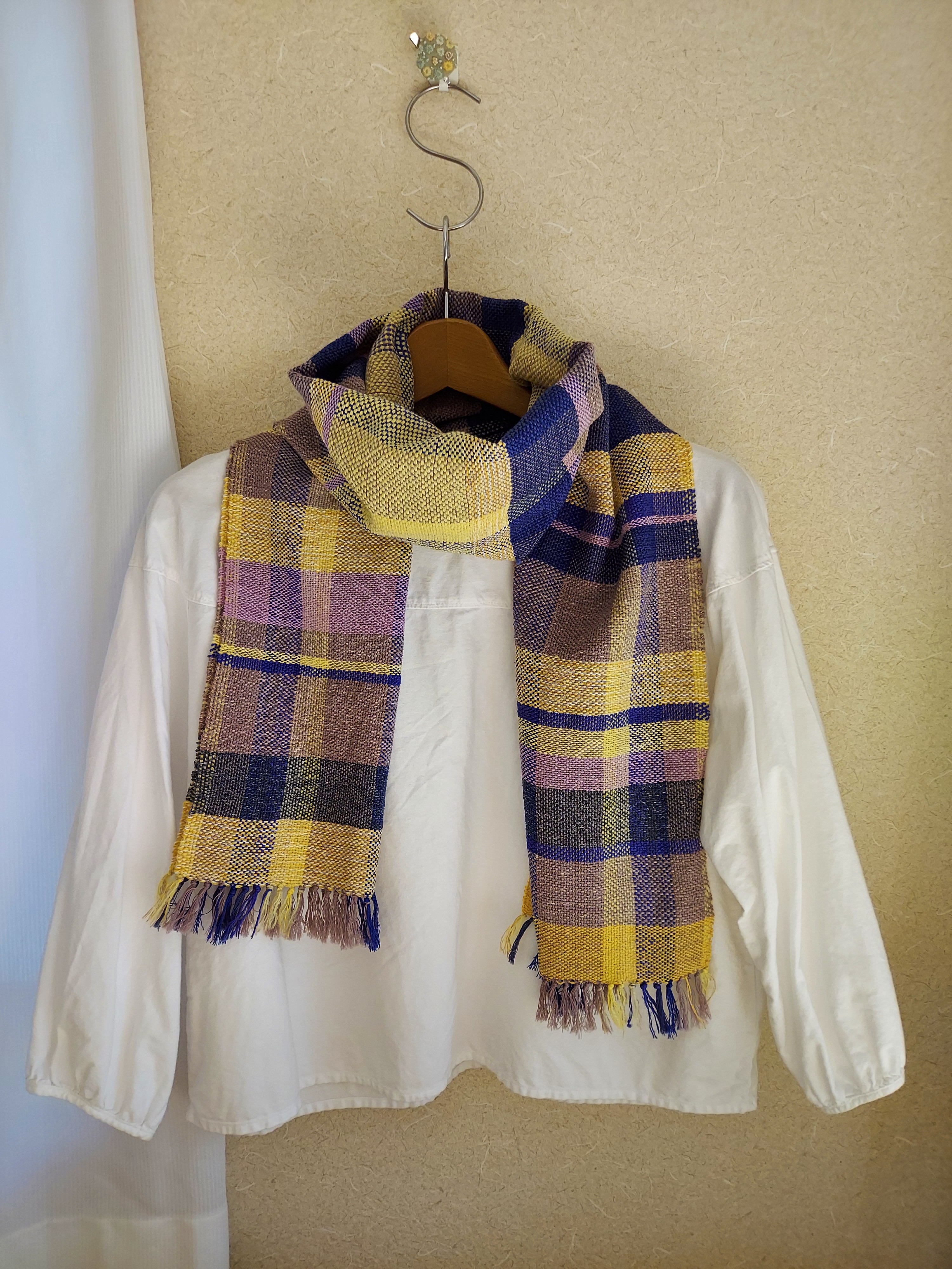 手織り　コットン混のやさしいストール　作品2316