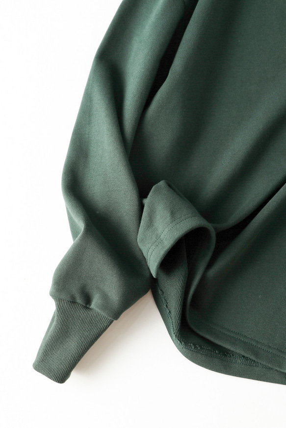 高領運動衫，棉質，深藍綠色 230210-6，適合成人的最新休閒造型。 第3張的照片