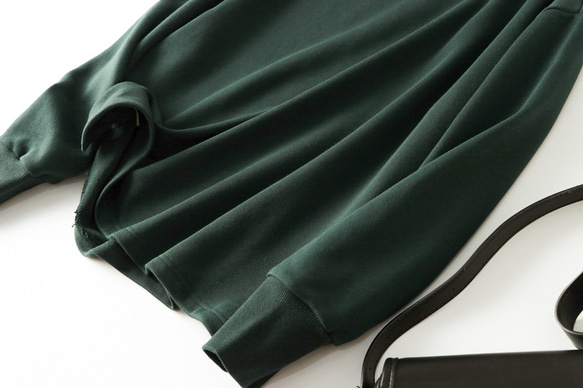 高領運動衫，棉質，深藍綠色 230210-6，適合成人的最新休閒造型。 第5張的照片