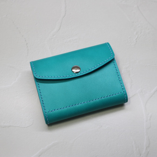 本革財布 たっぷり小銭（エメラルドグリーン） 二つ折り財布 BEE3104