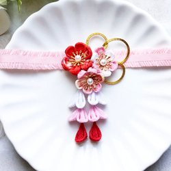 送料無料】 ベビーヘアバンド つまみ細工髪飾り 下がり付き 金水引