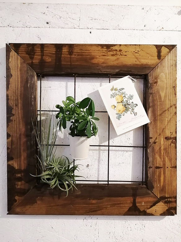 送料無料】アンティーク風フレーム・アイアンメッシュS 壁掛けラック