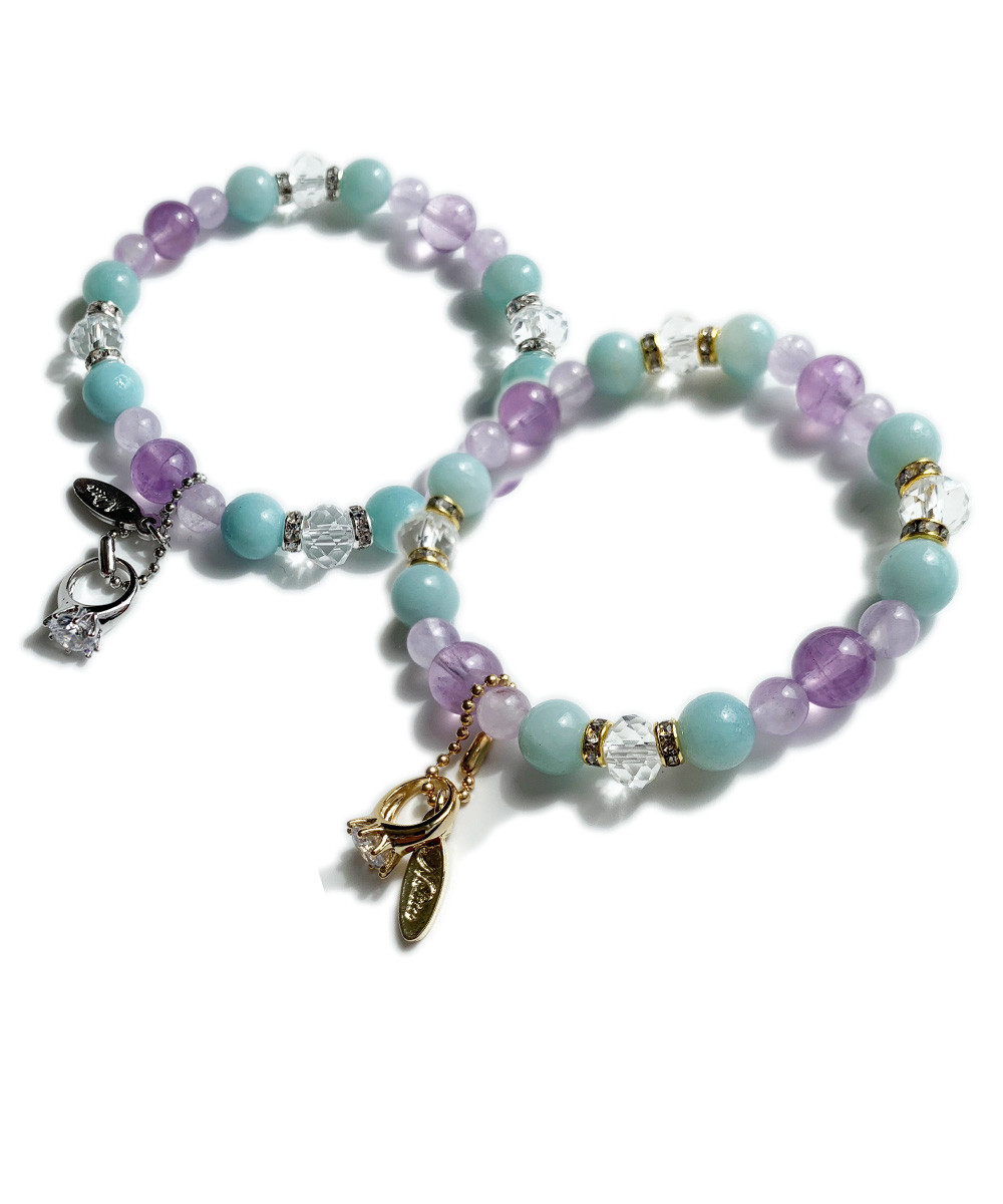 アマゾナイト　アメジスト　春色ブレスレット006