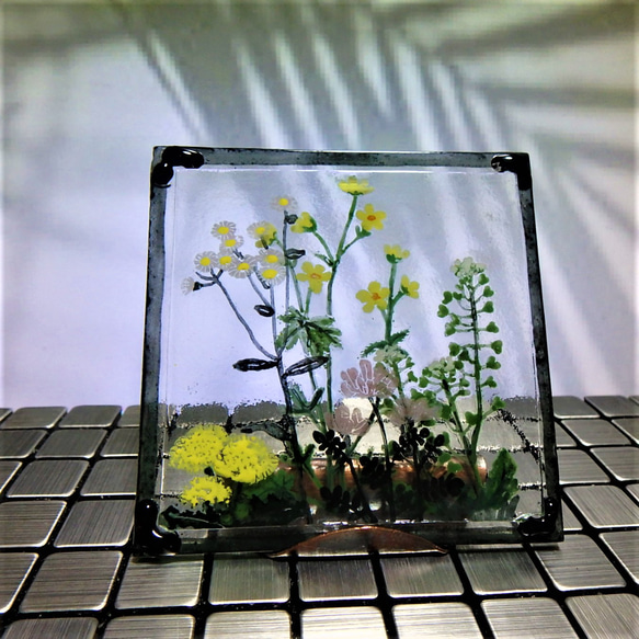 【野の花～春A～】GLASS－mini絵画 2023春 額 窓辺 インテリア 9枚目の画像