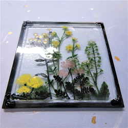 【野の花～春A～】GLASS－mini絵画 2023春 額 窓辺 インテリア 5枚目の画像