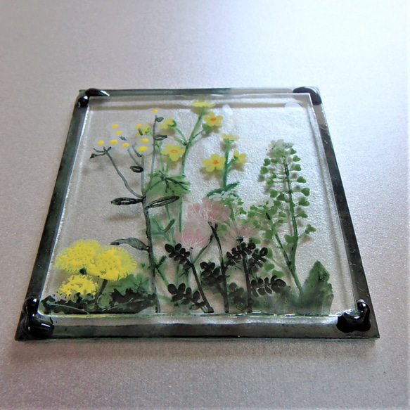 【野の花～春A～】GLASS－mini絵画 2023春 額 窓辺 インテリア 8枚目の画像