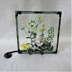 【野の花～春A～】GLASS－mini絵画 2023春 額 窓辺 インテリア 2枚目の画像
