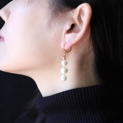 淡水珍珠 x 黃玉髓 3 件套耳環 [14kgf] ・耳環 (#979・#980) 第7張的照片