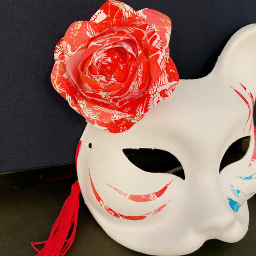 狐お面 赤 和風 和紙 狐 その他ヘアアクセサリー はすのはね 通販