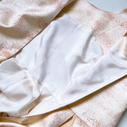 マキシ丈ワンピース 総裏地 ファスナー付き 袖 着物リメイク ドレス 衣装 クリーム系 M〜LL  13号（Y5101） 7枚目の画像