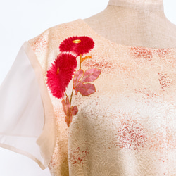 マキシ丈ワンピース 総裏地 ファスナー付き 袖 着物リメイク ドレス 衣装 クリーム系 M〜LL  13号（Y5101） 11枚目の画像