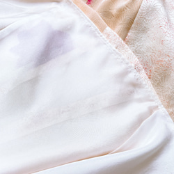 マキシ丈ワンピース 総裏地 ファスナー付き 袖 着物リメイク ドレス 衣装 クリーム系 M〜LL  13号（Y5101） 15枚目の画像