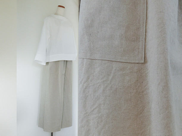 王道ナチュラルカラー◇亜麻色コットンリネンのワイドパンツ