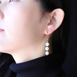 淡水珍珠 x 綠瑪瑙 3 件套耳環 [14kgf] ・耳環 (#991・#992) 第7張的照片