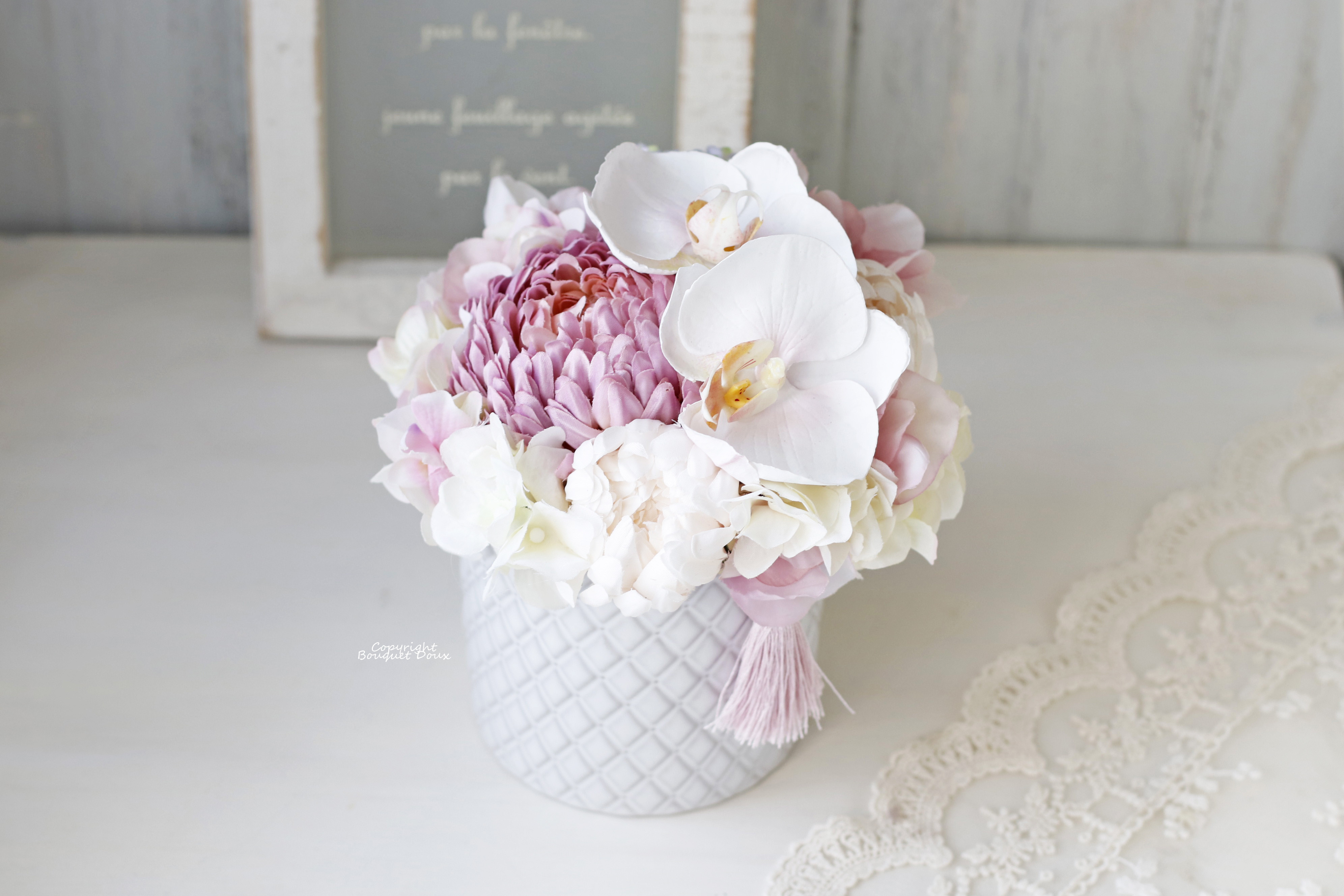 【仏花025】お供え花　仏壇花　お悔み花　メモリアルフラワー　造花　アートフラワー　お盆　初盆