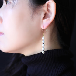 淡水珍珠 x 青金石 5 件套耳環 [14kgf] ・耳環 (#997・#998) 第6張的照片