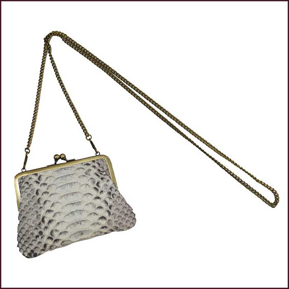 2WAY clasp pouch snakeskin python leather matte bellows coin cas 第6張的照片